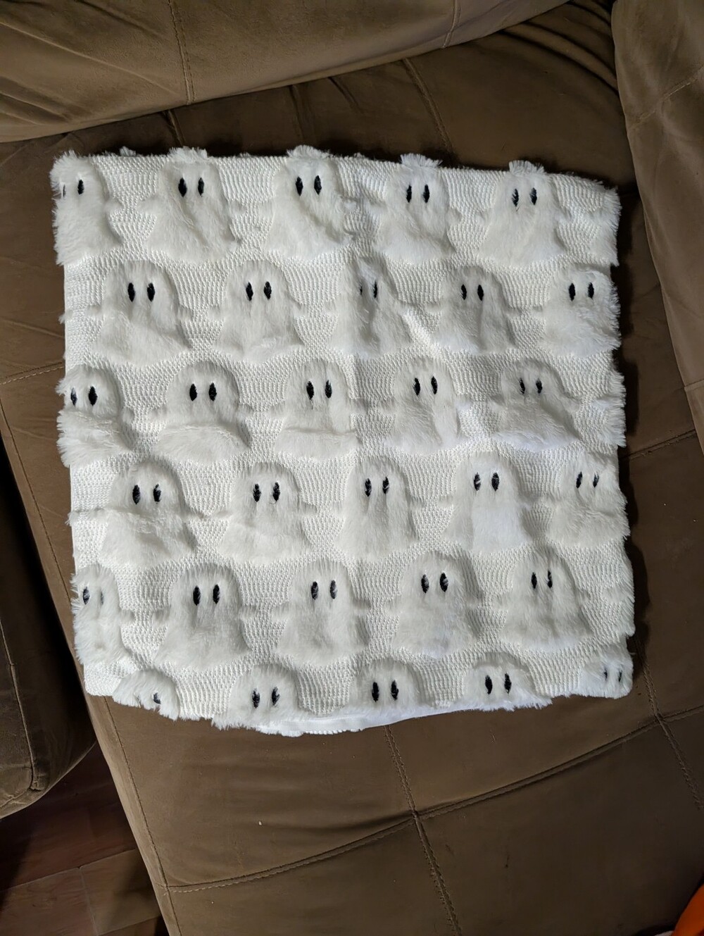 Plush White Ghost Throw Pillow Cover - Soft Halloween Accent. Comes With 2